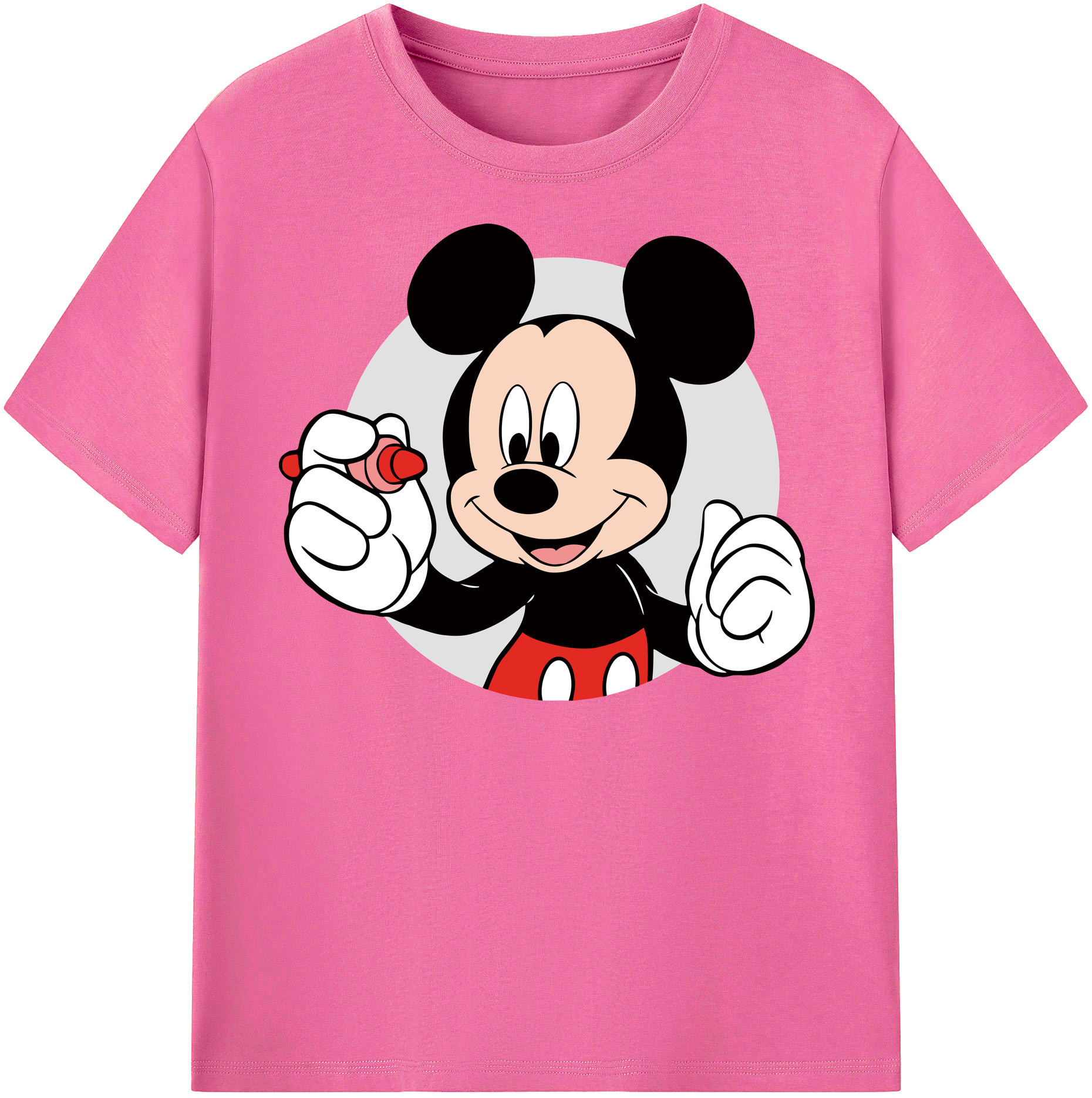 （画像用） ミッキーマウス Mickey Mouse レディースカジュアルプリントTシャツ（綿100％）
